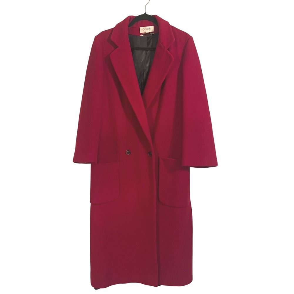 VINTAGE Cassidy‎ Hand Tailored Red Wool Blend Long Coat Size 6